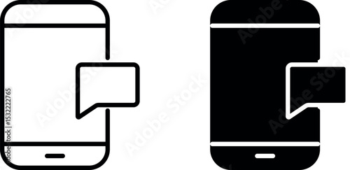 Smartphone Chat Icons with Message Bubble – Mobile Text and Notification UI

