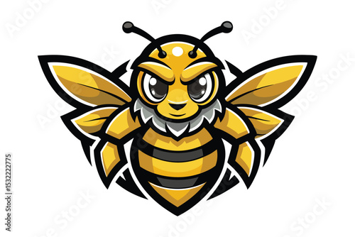 Bee head mascot logo vector elements, bee cartoon face clipart illustration.