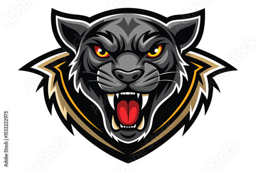 black panther head mascot logo vector elements, panther cartoon face clipart illustration.