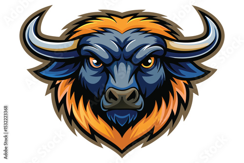 buffalo head mascot logo vector elements, buffalo cartoon face clipart illustration.