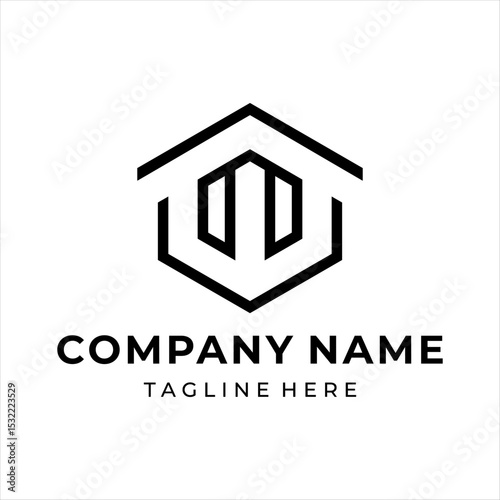 The logo design combines the letter w and a house, using black color.