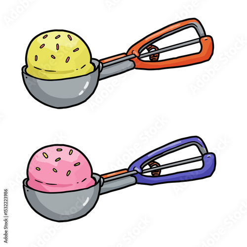 Bright set of ice cream. Flat doodle clipart. All objects have been repainted.