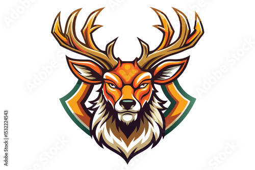 Deer head mascot logo vector elements, deer cartoon face clipart illustration.