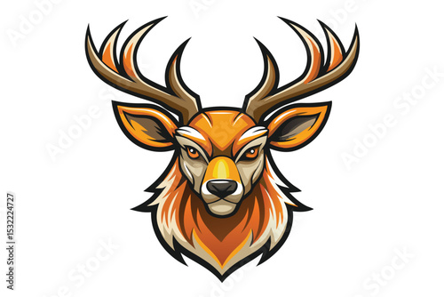 Deer head mascot logo vector elements, deer cartoon face clipart illustration.