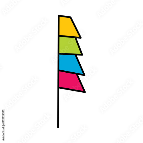colorful decorative pennant flags on white background