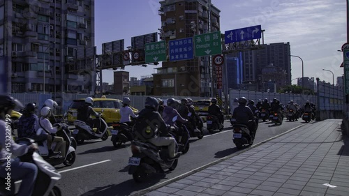 Wallpaper Mural A timelapse of traffic jam at the bike street near Taipei bridge zoom Torontodigital.ca