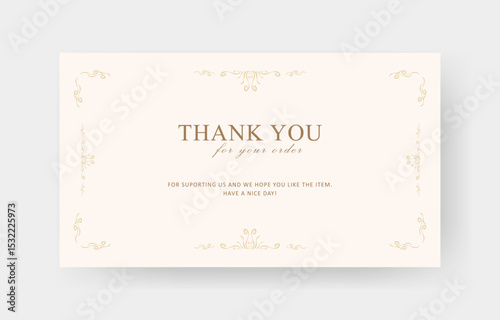 thank you card template with vintage border for business card, aesthetic greeting card template, printable custom small business card