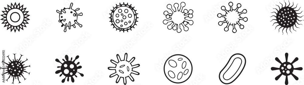 Virus Icons: Diverse Vector Set of Circular Designs for Science and Graphics. Virus Icons: Diverse Vector Set of Circular Designs for Science and Graphics.