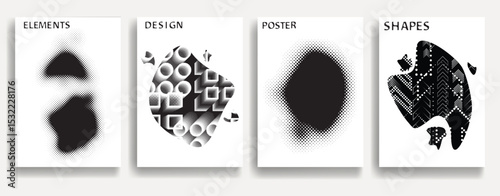 Modern posters . Vector design composition with grunge geometric shapes . Abstract contemporary art . Vector art ideal for media, ads, covers, brochures, banners
