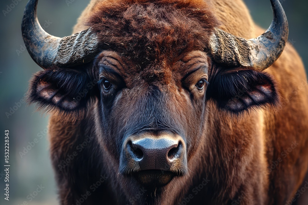 Naklejka premium Wyoming Buffalo. Bison Calf in Yellowstone National Park, USA Wildlife