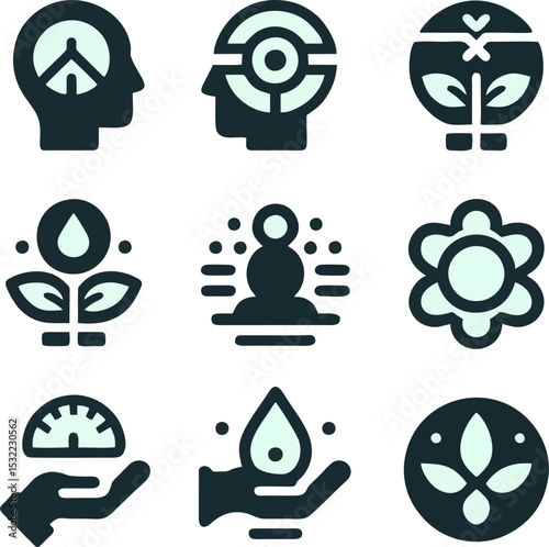 Mental Health Symbols for Wellness and Self-Care