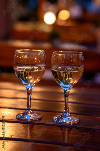 glass of wine on table
