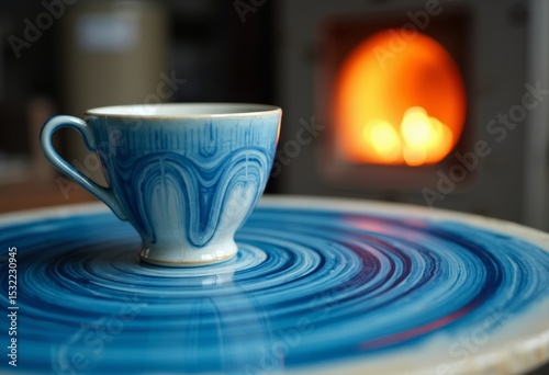 Close up image of blue porcelain