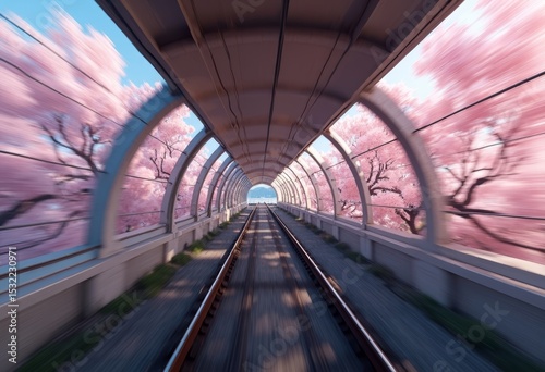 Sakura Railway Landscape Picture