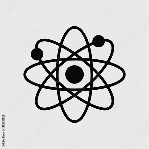 Simple Black Atomic Structure Icon Illustration