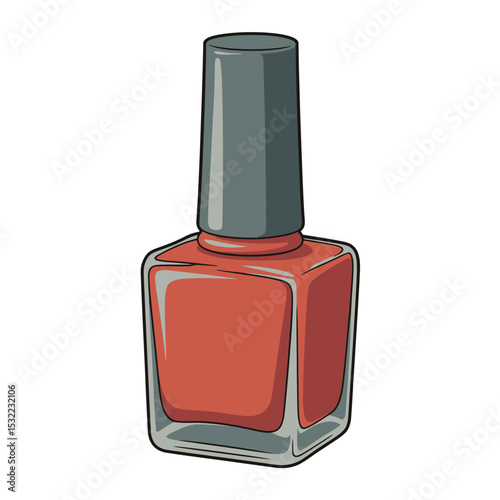 Single Bottle of Red Nail Polish Illustration