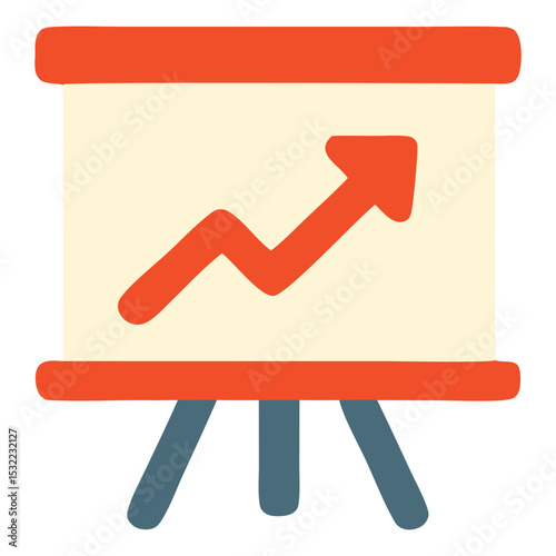 Business presentation featuring a growth chart on a flip chart, symbolizing progress and success