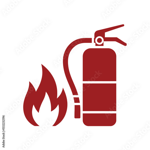 Fire Extinguisher Icon with Flame Safety Symbol