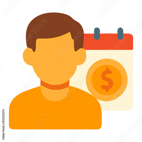 Illustration of a person with a calendar and dollar sign, symbolizing financial planning and budgeting