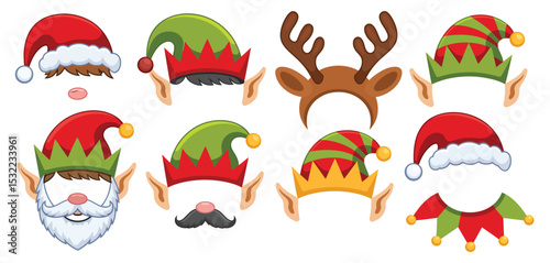 Christmas Elf and Santa Photo Booth Props Set