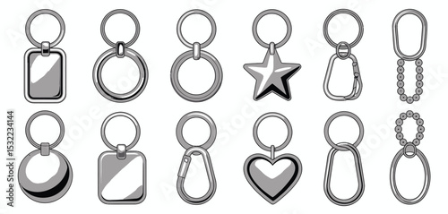 Twelve Different Metal Keychains Designs Collection