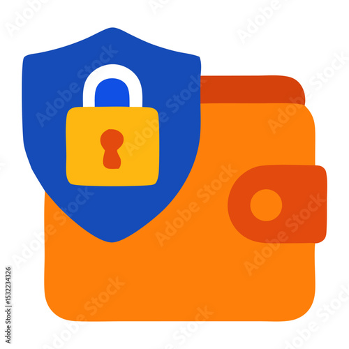 Colorful wallet with a shield and padlock symbolizing security and protection for valuables
