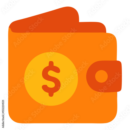 Vibrant orange wallet with a dollar sign, symbolizing financial savings and budgeting