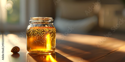 Sunlit Jar of Golden Honey


