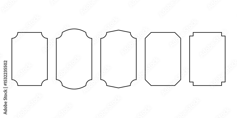 Plaque Outline Templates Set - Decorative Vector Frames. A set of five elegant and versatile blank plaque or label outline templates.