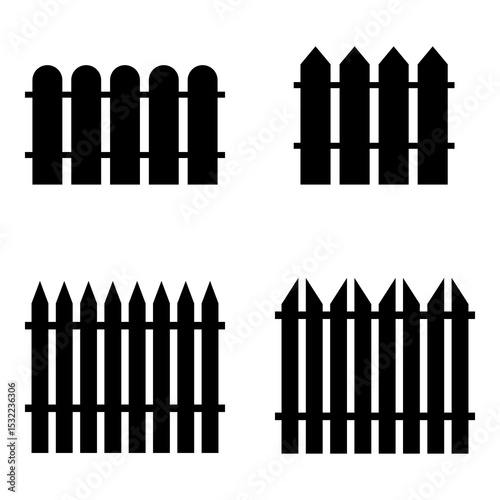 Fence icon set. Fence vector icon in line design for web design, logo and mobile app. Symbol of Fence on white background. Vector illustration.