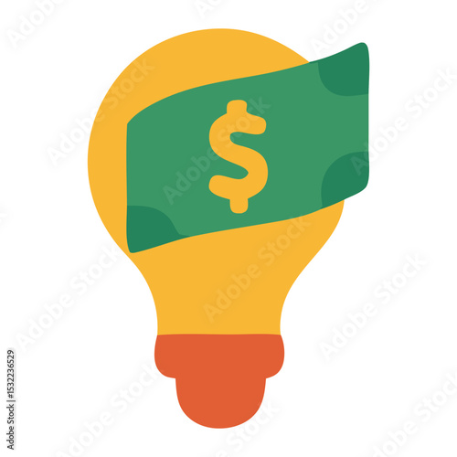 Lightbulb with a dollar bill symbolizes innovative ideas for financial growth in a dynamic market