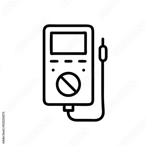Outline icon of a digital meter used to measure voltage, current, and resistance in electrical and electronic systems.
