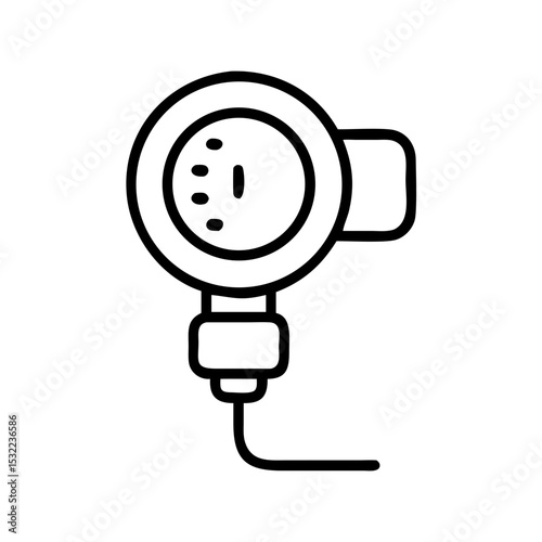 Line icon of a digital pressure sensor device used in automation, monitoring, HVAC, and industrial IoT applications.
