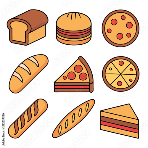  diverse bakery snack icons a vibrant collect