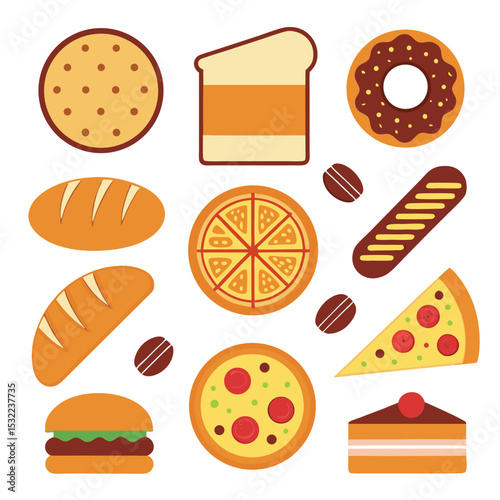  diverse bakery snack icons a vibrant collect