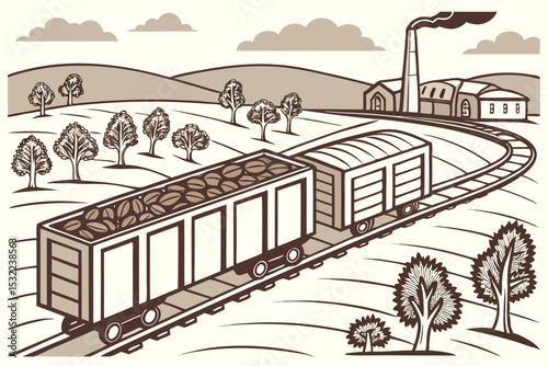 Chocolate Train Journey - Realistic Vector