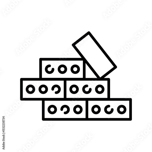 brick black line icon for digital and print projects. Building materials.