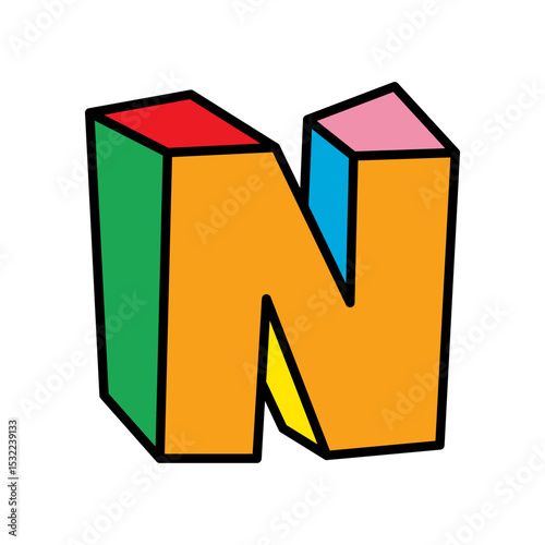 letter N logo vector colorful playful isolated on white background