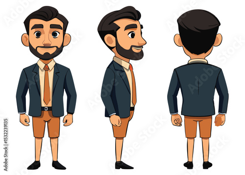  Professional Businessman Character Turnaround Model Sheet