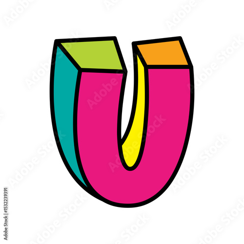 letter U logo vector colorful playful isolated on white background