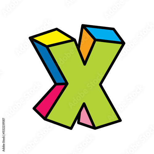 letter X logo vector colorful playful isolated on white background