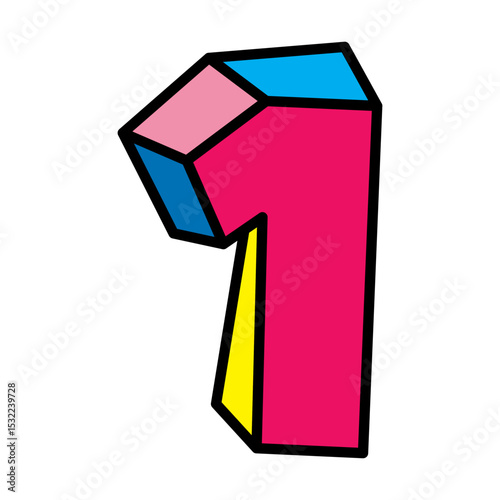 one or number 1 vector logo colorful playful design illustration