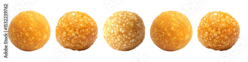 Traditional Indian laddu sweet ball close-up on a transparent background
