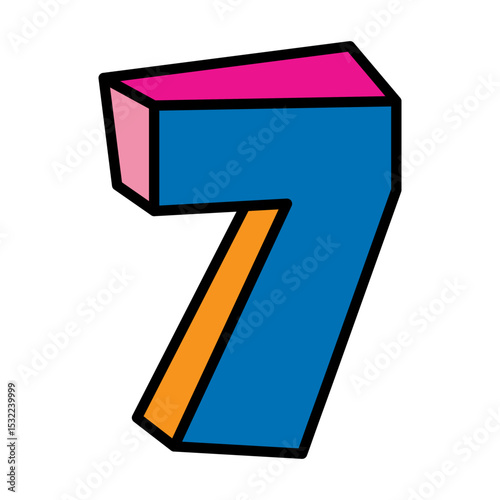 seven or number 7 vector logo colorful playful design illustration