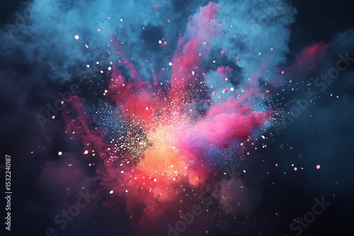 Vivid Pink And Blue Explosion With Sparks