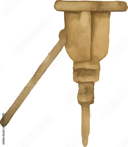 Powerful jackhammer with a metallic body and handle, used for breaking up pavement during road construction. Features a rugged design for heavy-duty tasks, essential for efficient road repair and infr