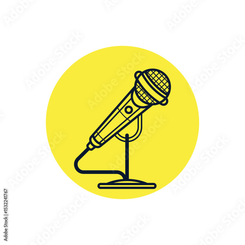 Microphone on stand Broadcast Icon