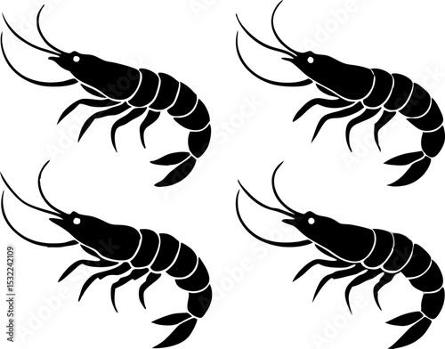 4 shrimp silhouette vector  (1).eps