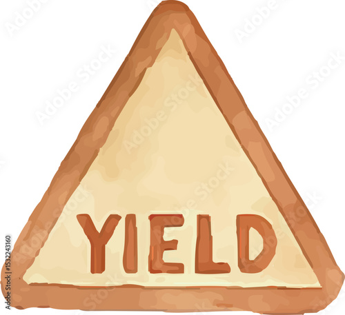 Triangular yield sign with bold orange and black text, mounted on a pole. Designed to instruct drivers to slow down and yield at a construction site, ensuring safety with its highly visible and weathe