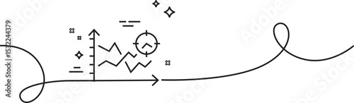 Seo analysis line icon. Continuous one line with curl. Web targeting chart sign. Traffic management symbol. Seo analysis single outline ribbon. Loop curve pattern. Vector Illustration